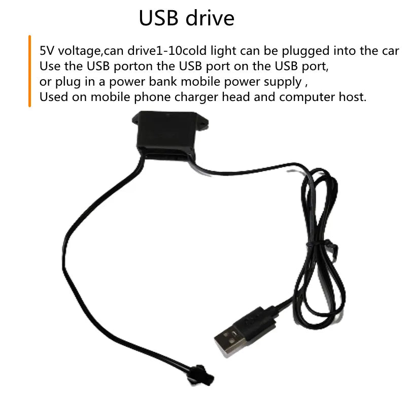 1M/3M/5M Auto-Innenraum-LED-Dekorlampe EL-Kabel Neonstreifen für Auto-DIY Flexible Umgebungslicht USB Party-Atmosphäre-Diode