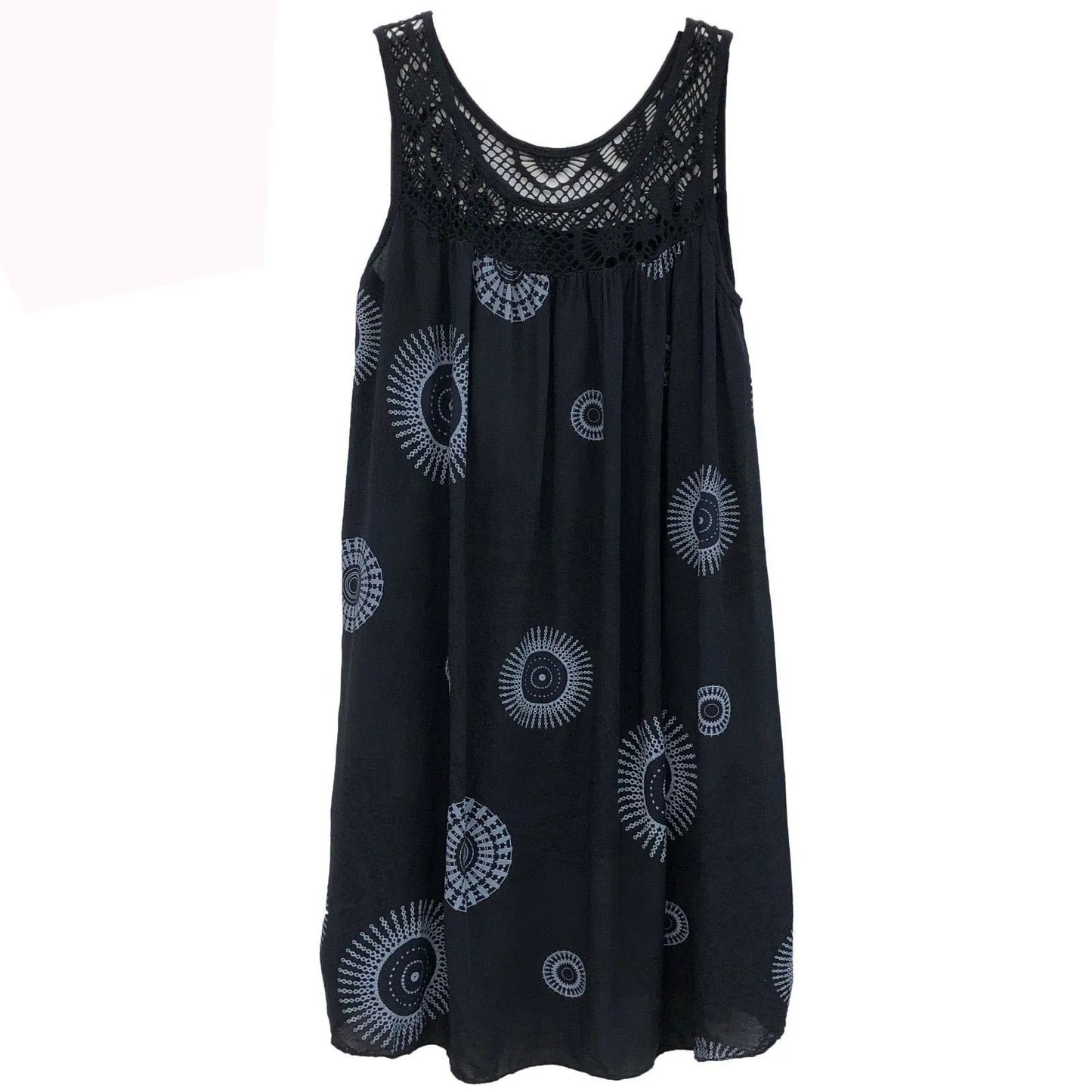 Damenbekleidung Sommer ärmelloses Camisole-Kleid Spitzenprint ärmelloses großes Schaukelkleid lockeres sexy Kleid langer Rock Übergröße