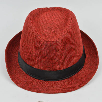 Men's Fashion Top Hat Cotton Linen Solid Jazz Hat Men's English Gentleman Hat Versatile Casual Sunshade Four Seasons Hats Gifts