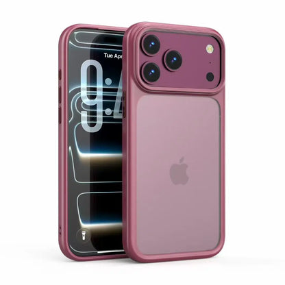 Luxury Orange Matte Transparent Phone Case For iPhone 17 18 Pro Max 17 18Pro Metal Buttons Skin Feel Shockproof Protective Cover