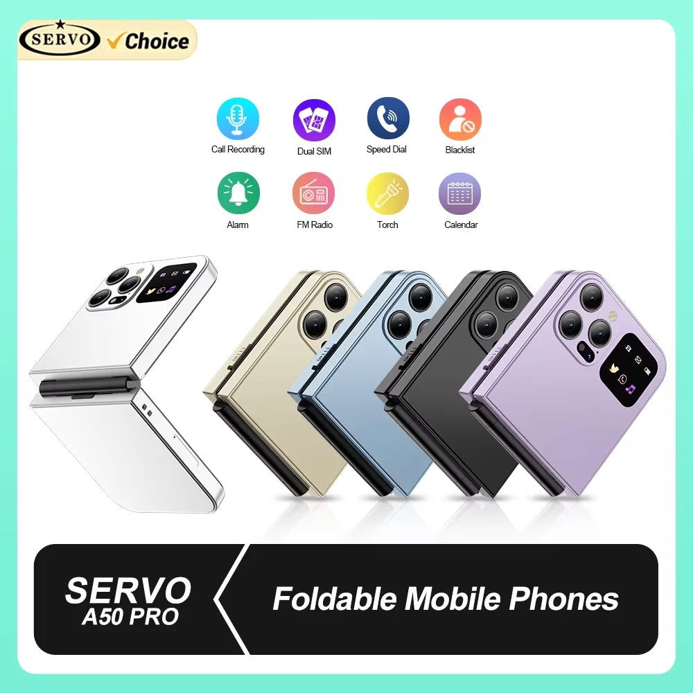 SERVO A50 PRO Klapphandy 2 SIM Standby Kurzwahl Anrufaufnahme Blacklist Taschenlampe 2,4" Display 2G Faltbare Mobiltelefone