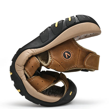 Sommer Herren Sandalen Echtes Leder Herren Freizeitschuhe Outdoor Herren Ledersandalen für Herren Strandschuhe Römerschuhe Plus Size 38-48