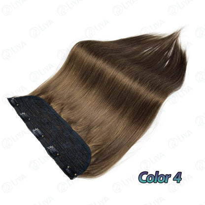 #6 Light Brown Bone Straight Clip In Hair Extensions 1 Piece 5 Clips Full Head One-Piece Clip In Human Hair Extensions 100G/Set