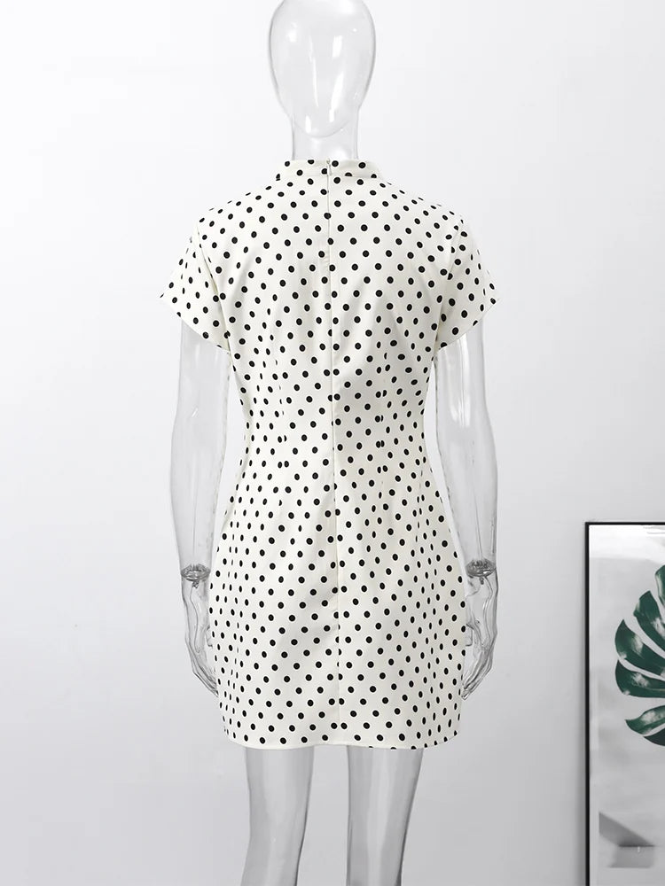 Fashion Summer Hollow Out Women Dress Belt Zipper Hip Package Slimming Polka Dot Skirt Sexy Female Party Dress 2026