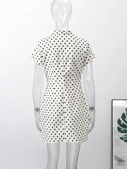 Fashion Summer Hollow Out Women Dress Belt Zipper Hip Package Slimming Polka Dot Skirt Sexy Female Party Dress 2026