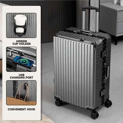 Trolley Luggage 20 24 26 28" Aluminum Frame Rolling Luggage Case USB Travel Suitcase on Wheels Combination Lock Carry on Luggage
