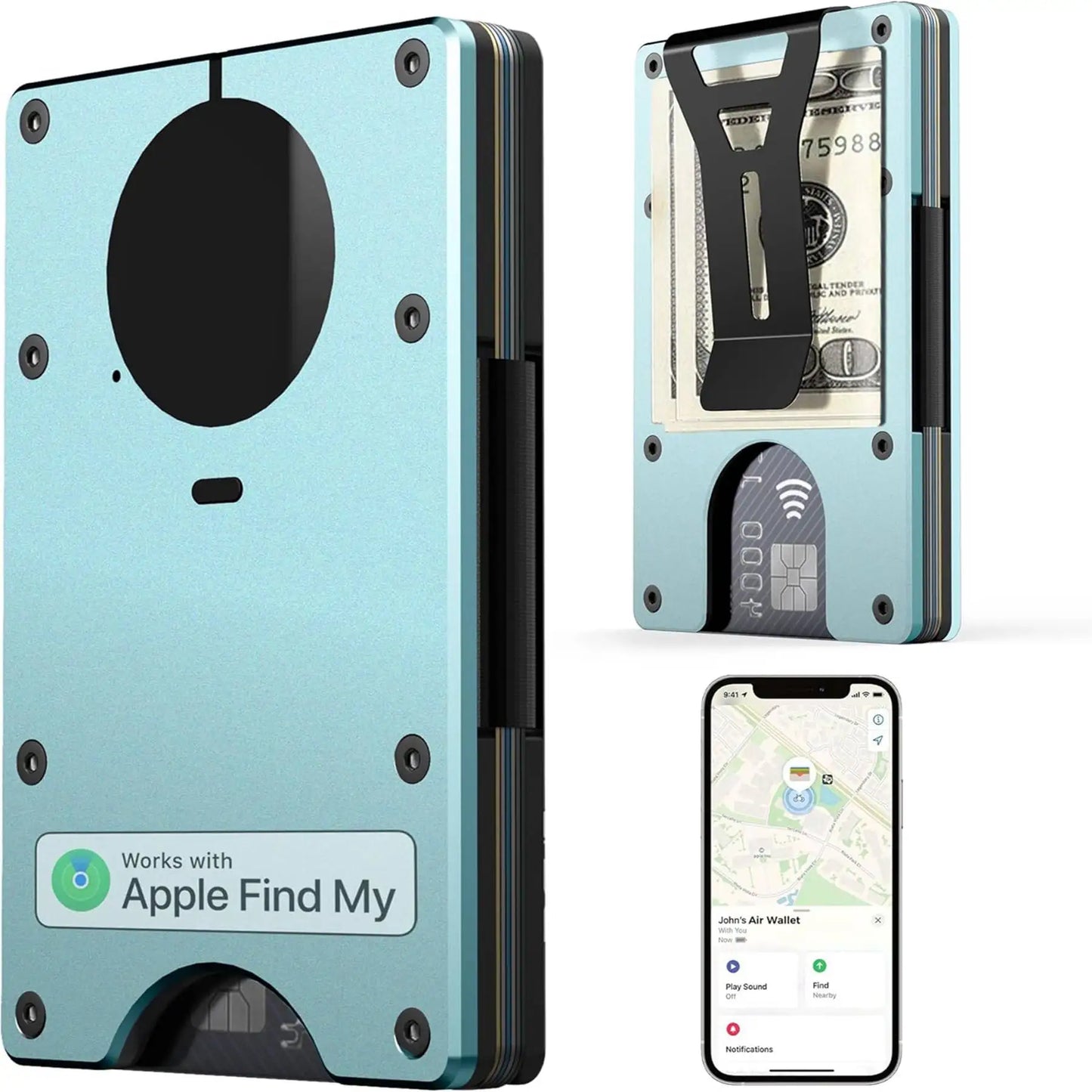 Geldbörse Integriertem Airtag-Chip RFID Blockierendem Kreditkartenfach