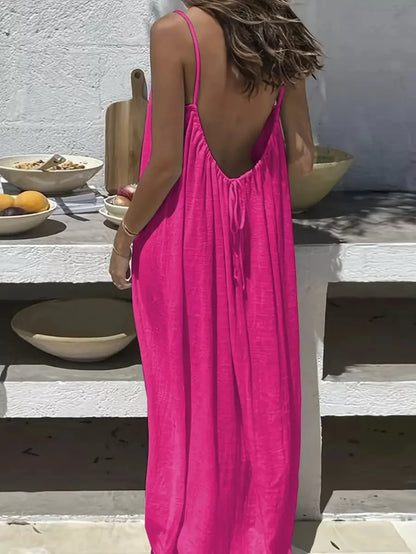 2026 Loose-Fit Spaghettiträgerkleid Damen Freizeit Hauskleid Sommerkleid Einfarbig Urlaub Kühl Hauskleid