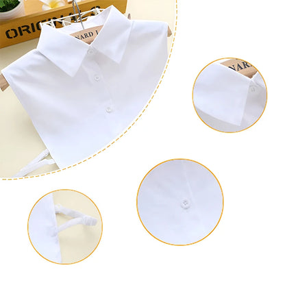 Women's Spring Fall Solid Colour Black White Vertical Small Flip Collar Versatile Shirt Jumper Jumper Fashion False Collar