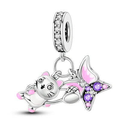 925 Sterling Silber Plattierung Bunt Schmetterling Insekt Tier Charms Perlen Funkelnder Zirkon Passend für Qikaola 925 Original Armbänder DIY Schmuck