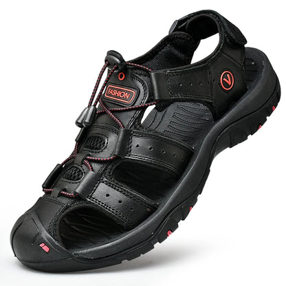 Sommer Herren Sandalen Echtes Leder Herren Freizeitschuhe Outdoor Herren Ledersandalen für Herren Strandschuhe Römerschuhe Plus Size 38-48