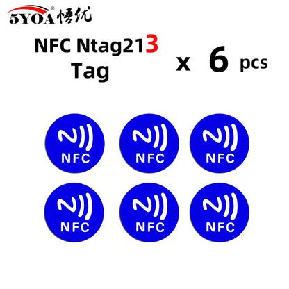 6 Stück NFC Ntag213 Ntag215 Ntag216 TAG Aufkleber 213 13,56MHz Universelles Etikett RFID Token Patrol Ultralight für Amiibo Etc