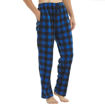 Herren-Pyjamahosen mit Taschen, Fleece-PJs, weiche, warme karierte Pyjamahosen, Lounge-Schlafhosen, Loungewear, Nachtwäsche