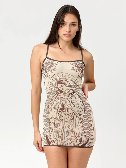 Nibber High Elasticity Dress Women Art Print Low-Neck See Through Skinny Sexy Midnight Summer New Trend Chic Hottie Mini Bodycon