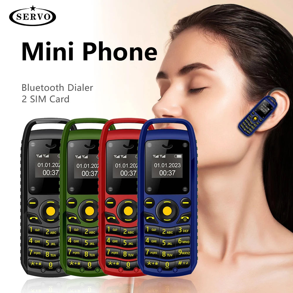 SERVO B25 Tasten-Mini-Mobiltelefon 2 SIM-Standby Bluetooth-Wählfunktion Umgebungs-Verschleiß-Blacklist Kleinste Backup-Handys für den Sport