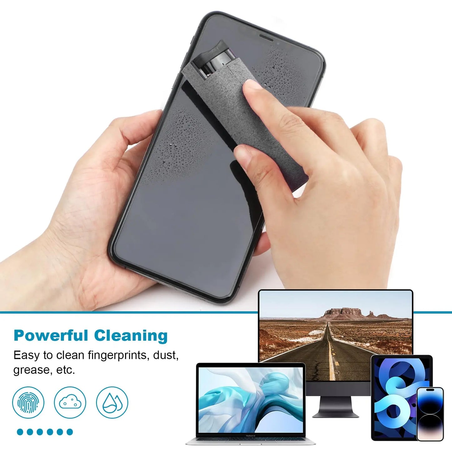 2-in-1 Handy Displayreiniger Spray Tragbarer Tablet-Telefon-Touchscreen-Reiniger Mikrofasertuch-Set Glas Mini-Reinigungs-Artefakt