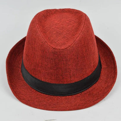 Men's Fashion Top Hat Cotton Linen Solid Jazz Hat Men's English Gentleman Hat Versatile Casual Sunshade Four Seasons Hats Gifts