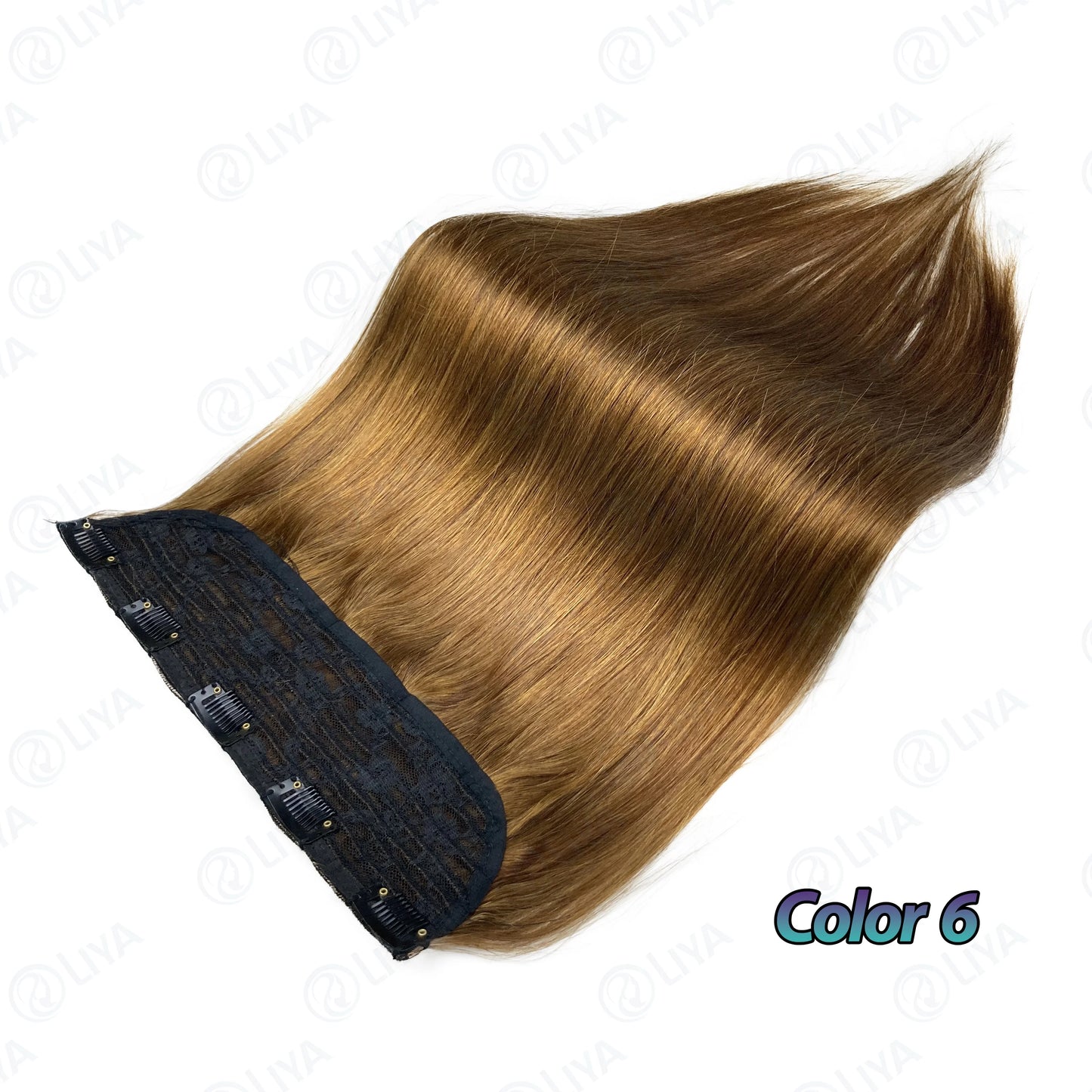 #6 Light Brown Bone Straight Clip In Hair Extensions 1 Piece 5 Clips Full Head One-Piece Clip In Human Hair Extensions 100G/Set