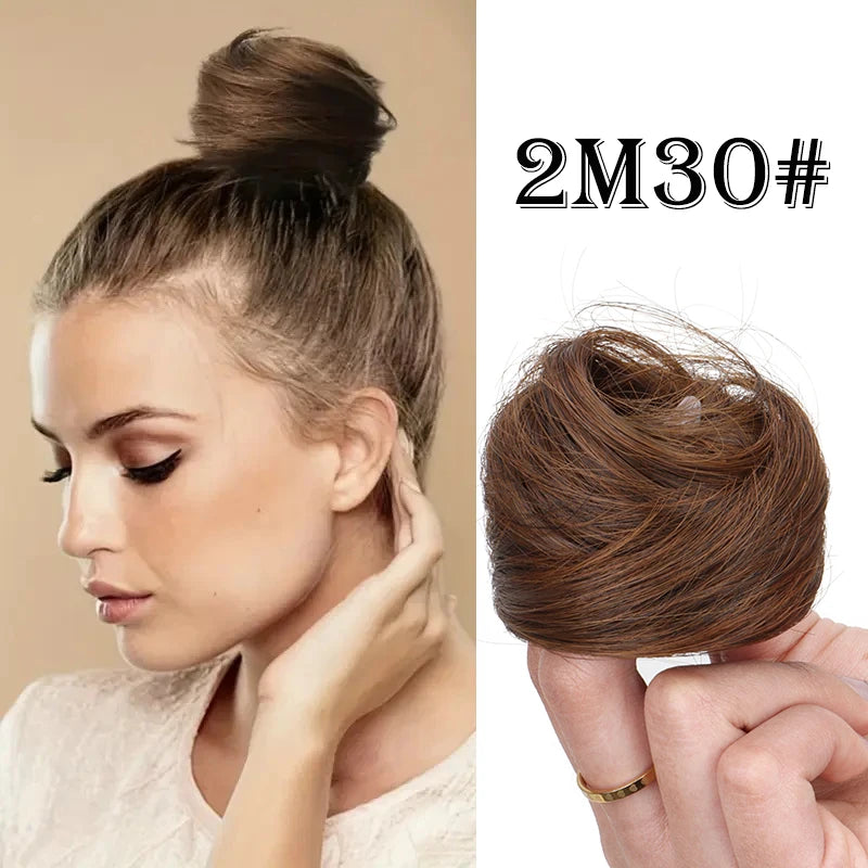 Synthetic Messy Bun Hair Piece Chignon Extension Mini Rubber Band Hair Bun Scrunchies Donut Hair Accessory Easy to Wear
