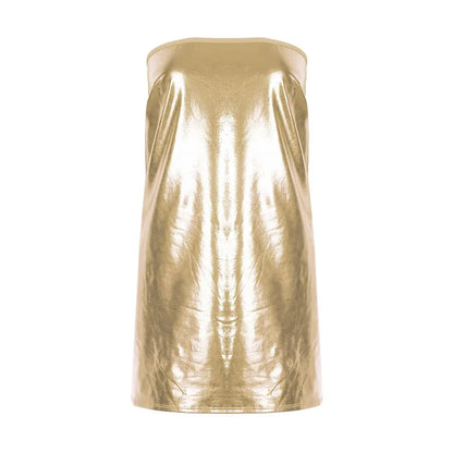 Sexy Kleider Damen PU Einfarbiges Kleid Clubwear Imitation Leder Brustwickelkleid Ärmelloses Kurzrock für Damen