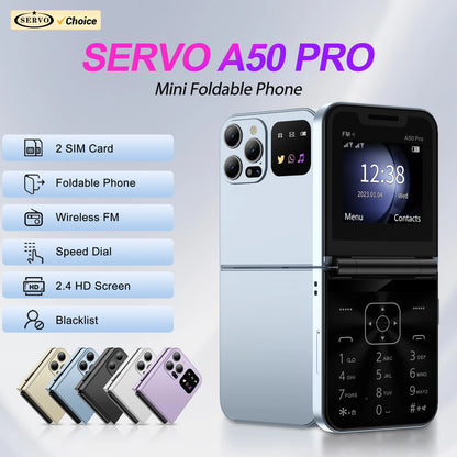 SERVO A50 PRO Klapphandy Dual-SIM Standby Anrufaufzeichnung Kurzwahl Blacklist FM Radio 2G GSM Tastenklapphandys