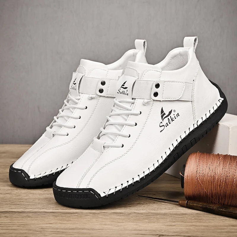 Neue handgemachte Leder-Freizeitschuhe für Herren 2025 Design Sneakers Herren atmungsaktive Lederschuhe Herren Stiefeletten Outdoor