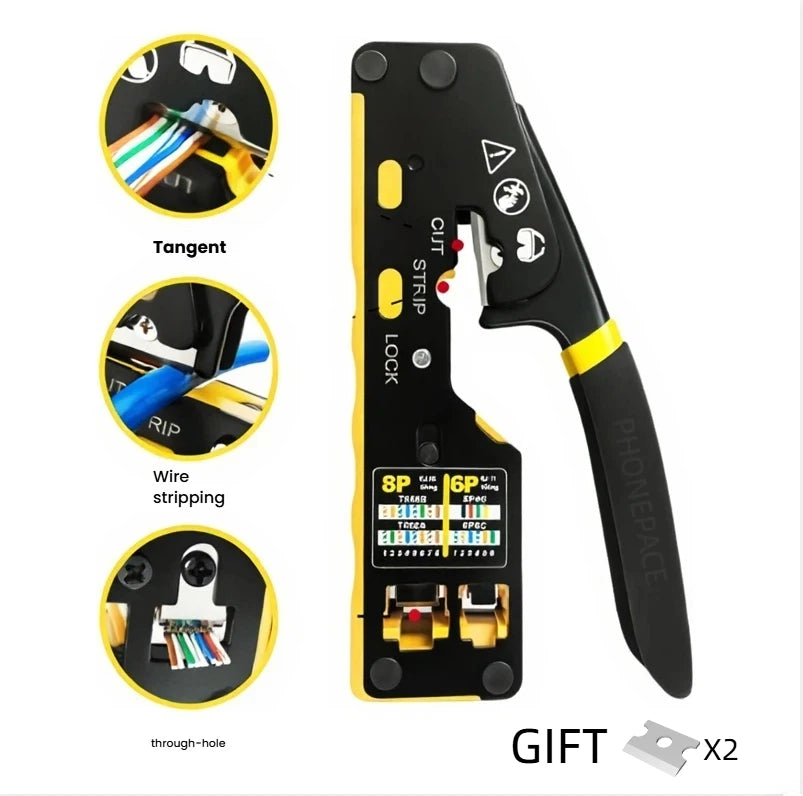 6088 Durchgangsloch-Crimper 8P6P Dual-Use Zange für RJ45 Punch-Down RJ45 Kristallkopf