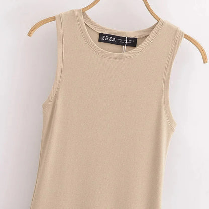 HXAO Damen Lange Schwarze Kleider Frühling 2025 Ärmellose Elegante Kleider Mode Lässig Vintage Party Khaki Kleider Vestidos