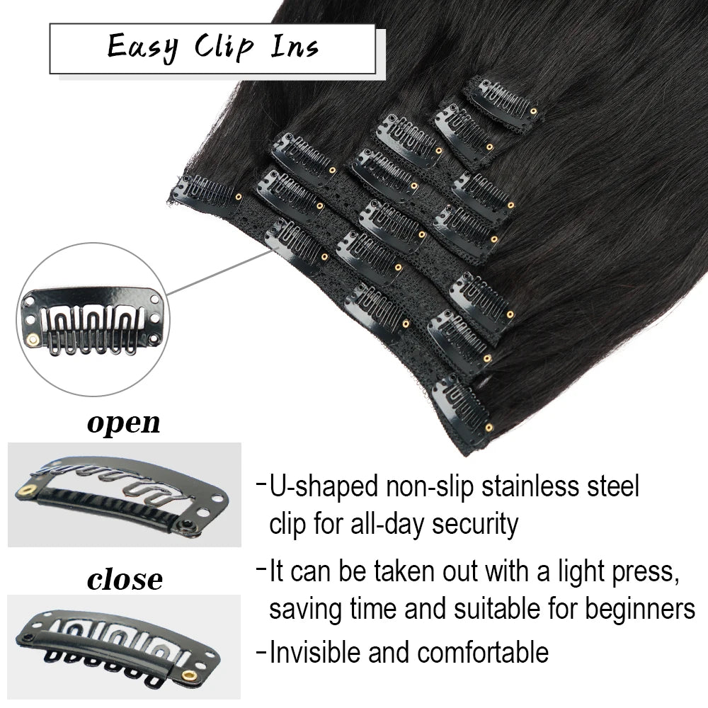 Doreen 160G 200G 240G Volume Series Brazilian Machine Remy Straight Clip In Human Hair Extensions  Full Head 10Pcs 14 to 24 Inch