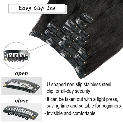 Doreen 160G 200G 240G Volume Series Brazilian Machine Remy Straight Clip In Human Hair Extensions  Full Head 10Pcs 14 to 24 Inch