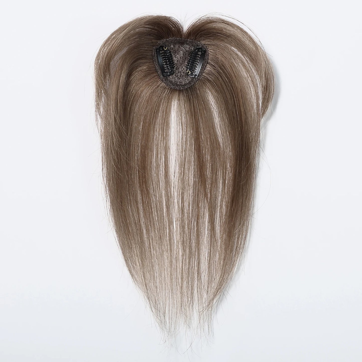 100% Remy Human Hair Toppers with Bangs Light Brown Hairpieces 3D Wispy Bangs for Women Thin Hair Real Human Hair Topper Clip In