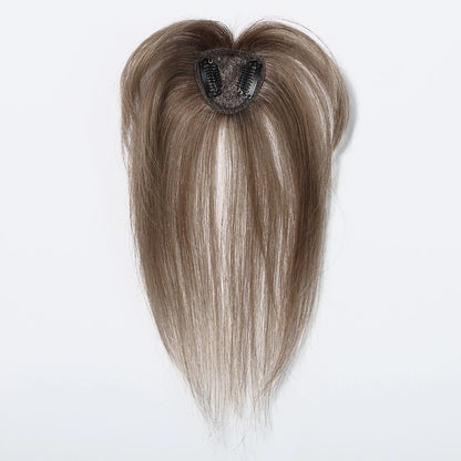 100% Remy Human Hair Toppers with Bangs Light Brown Hairpieces 3D Wispy Bangs for Women Thin Hair Real Human Hair Topper Clip In