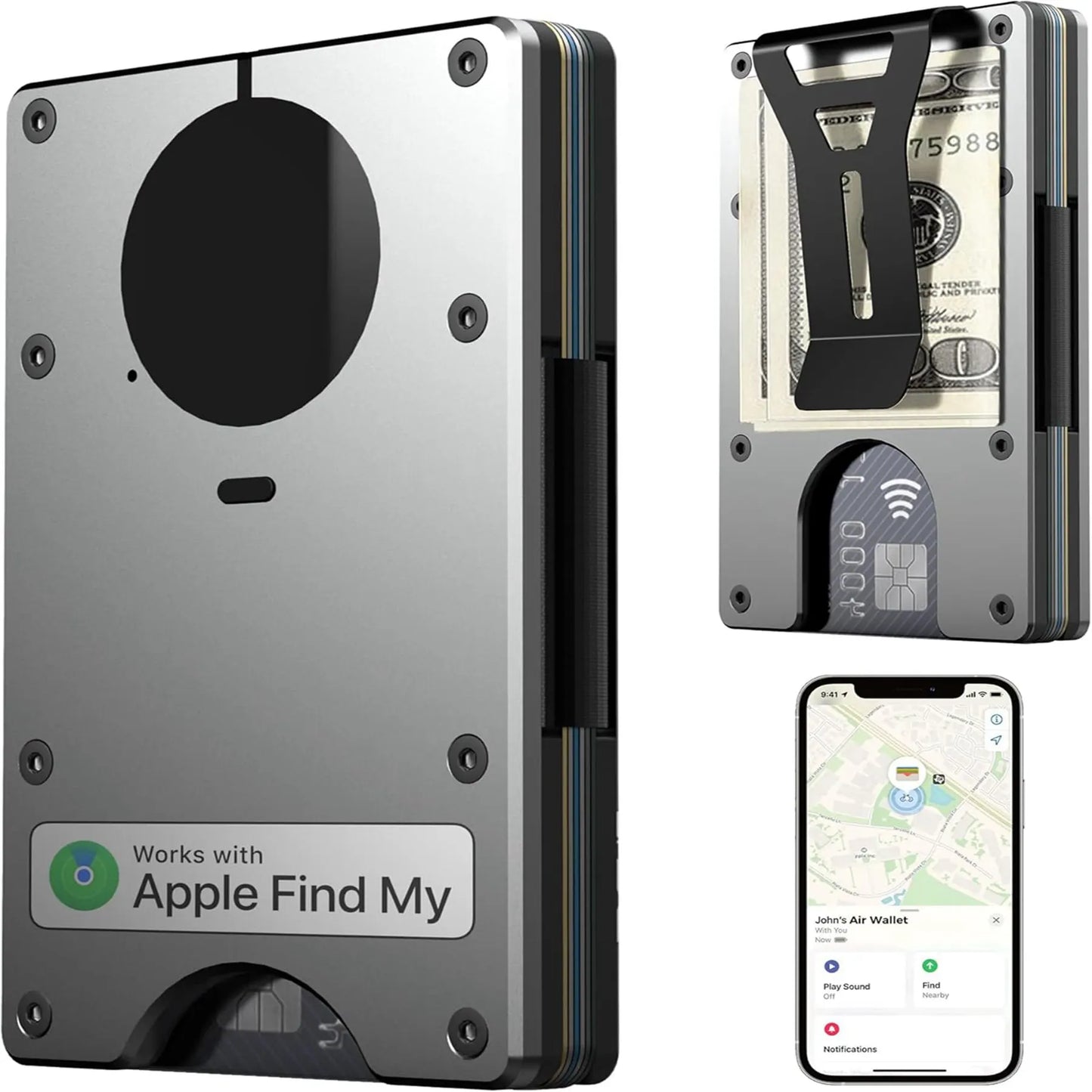 Geldbörse Integriertem Airtag-Chip RFID Blockierendem Kreditkartenfach