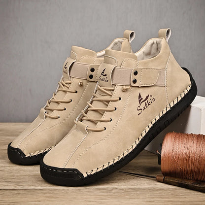 Neue handgemachte Leder-Freizeitschuhe für Herren 2025 Design Sneakers Herren atmungsaktive Lederschuhe Herren Stiefeletten Outdoor