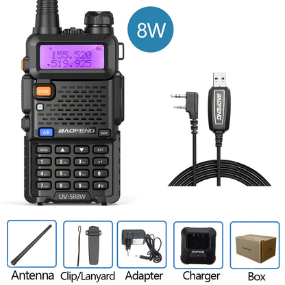 Baofeng Walkie Talkie UV 5R 5W 8W Dual Band Ham Zwei-Wege-Funkgerät Vhf Uhf FM Radio Handheld Transceiver Jagd 16KM