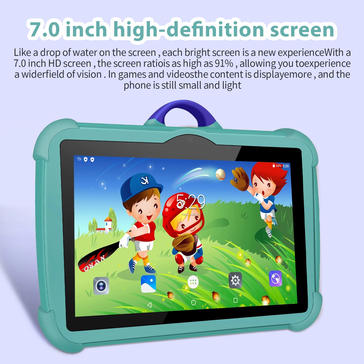 7-Zoll-Kinder-Tablet-PC mit Android 13, Quad-Core-Prozessor, 4 GB RAM, 64 GB ROM – ideal zum Lernen und für Bildungszwecke. Preiswert und einfach im Design.