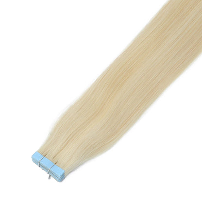 MRSHAIR Tape in Hair Extensions Human Hair Blonde Seamless Tape Hair Extensions 4x0.8cm Skin Weft PU Tape On Hair 20PCS 12"-24"