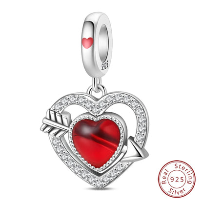 Original 925 Sterling Silber Rote Charm Perlen Rotwein Chili Hantel Anhänger für Frauen Passend für DIY Armband Geburtstag Schmuck Geschenk