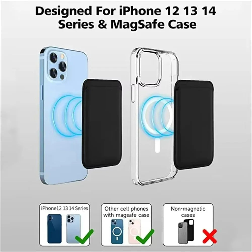 Leather Wallet Case Magnetic Card Holder Macsafe Phone Stand for Magsafe iPhone 15 14 13 Pro Max Safe Support Telephone Bracket