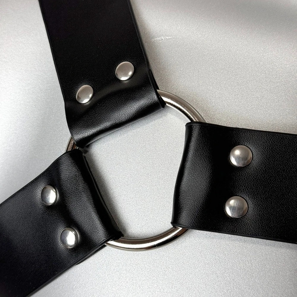 Men Fashionable PU Leather Harness Belts Street Style Gothic Belt Punk Rock Exotic Clothing Accessory Belt
