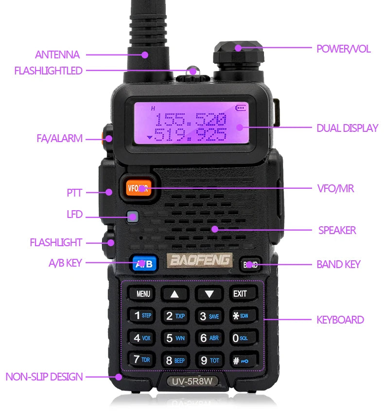 Baofeng Walkie Talkie UV 5R 5W 8W Dual Band Ham Zwei-Wege-Funkgerät Vhf Uhf FM Radio Handheld Transceiver Jagd 16KM