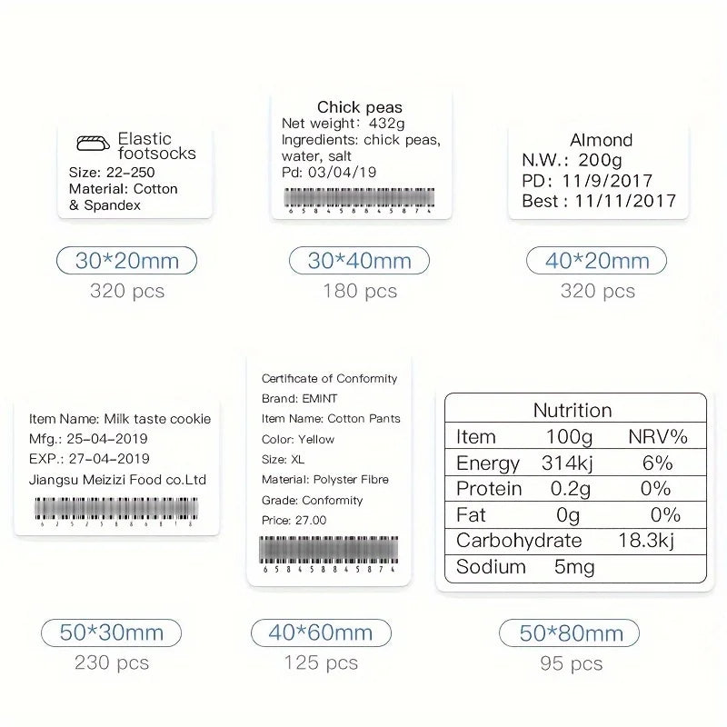 3/5/10 NiiMBOT White Label Papier wasserdichte selbstklebende Rollen für B1 B21 Mini Etikettendrucker Preisschild Büromarker UV-Druck