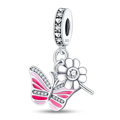 925 Sterling Silber Plattierung Bunt Schmetterling Insekt Tier Charms Perlen Funkelnder Zirkon Passend für Qikaola 925 Original Armbänder DIY Schmuck