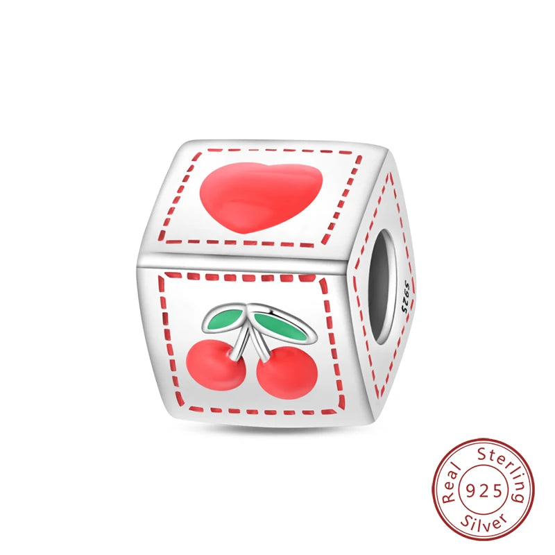 Original 925 Sterling Silber Rote Charm Perlen Rotwein Chili Hantel Anhänger für Frauen Passend für DIY Armband Geburtstag Schmuck Geschenk