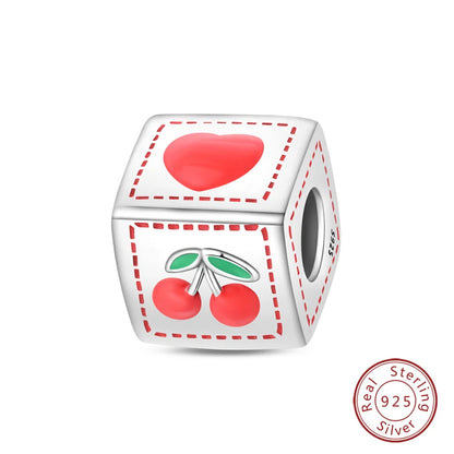 Original 925 Sterling Silber Rote Charm Perlen Rotwein Chili Hantel Anhänger für Frauen Passend für DIY Armband Geburtstag Schmuck Geschenk