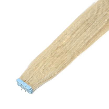 MRSHAIR Tape in Hair Extensions Human Hair Blonde Seamless Tape Hair Extensions 4x0.8cm Skin Weft PU Tape On Hair 20PCS 12"-24"
