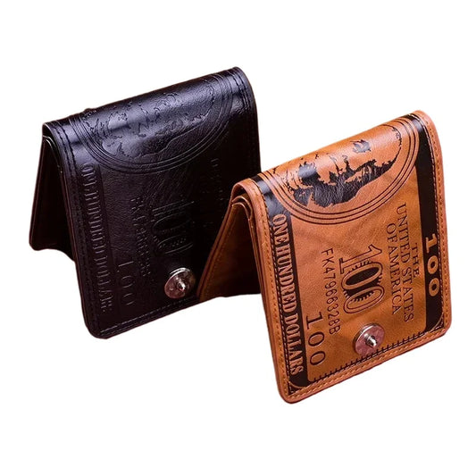 Men's Wallets with 100 US Dollar Pattern Hasp Male Leather Wallet with Zipper Card Holder Coin Pocket Purse cartera hombre