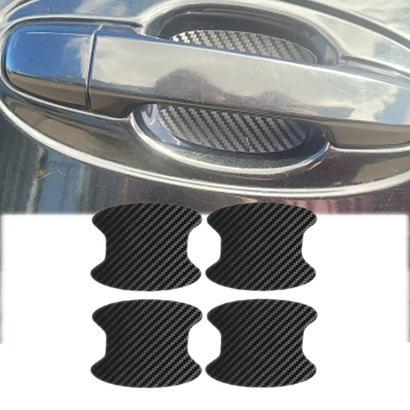 4er-Set Auto-Styling-Zierleisten Aufkleber Autotür-Aufkleber Kohlefaser Kratzfest Abdeckung Auto-Griff-Schutzfolie Teile
