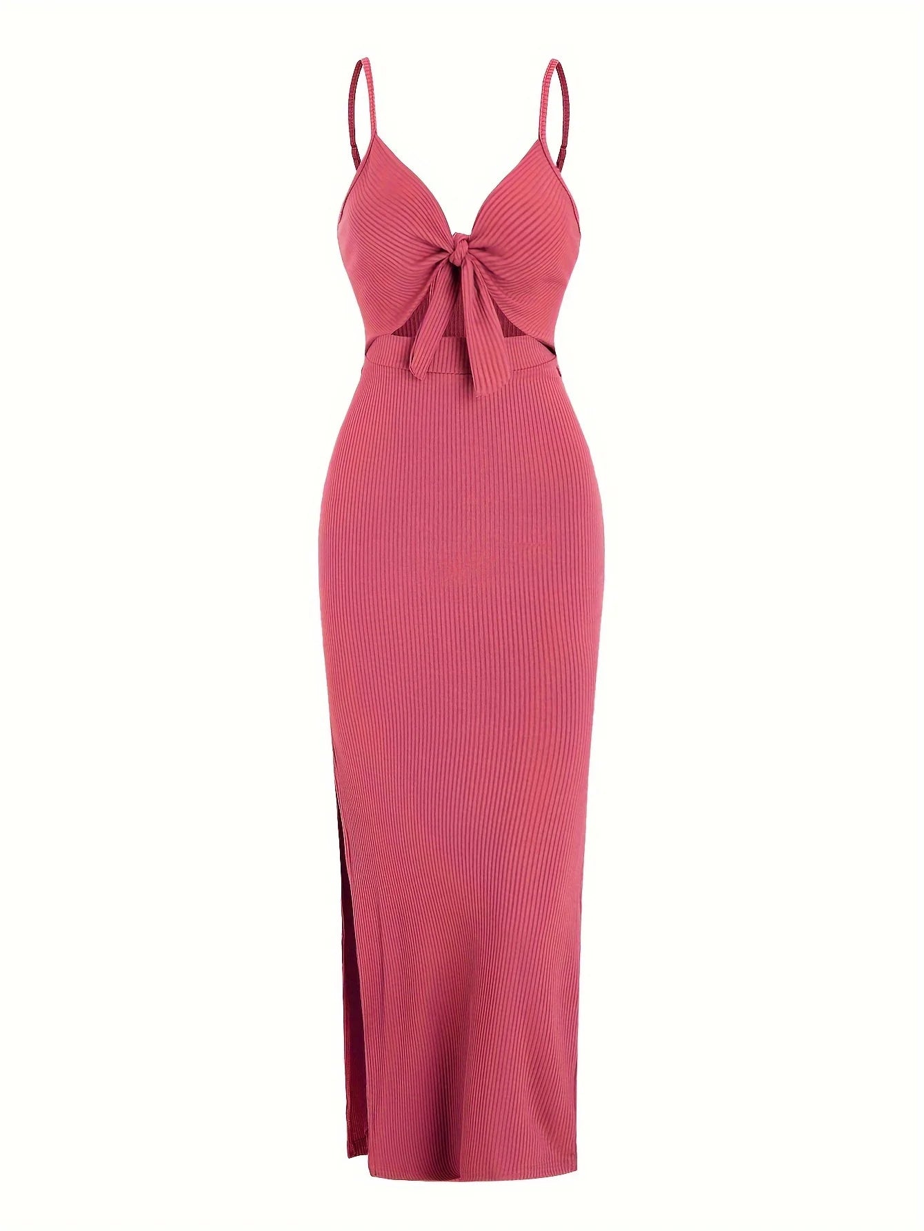 Frühling und Sommer Europa und Amerika Strickkleid einfach ärmellos Hosenträgerkleid mit freiem Rücken und sexy langem Rock mit Nacken.