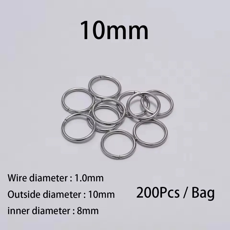 200 Stück 3-10mm Edelstahl Biegeringe Offene Einzelösen Jump Rings Verbinder für DIY Schmuckherstellung Zubehör